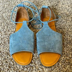 Universal Thread Blue Suede Lace Up Sandals